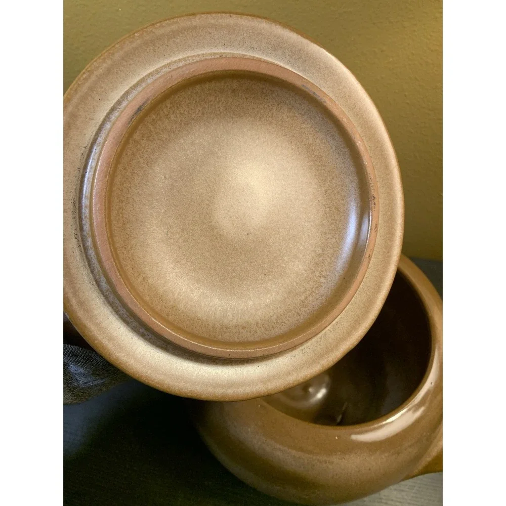 Vintage FRANKOMA Pottery 4V Brown Prairie Bean Pot Casserole & Lid USA